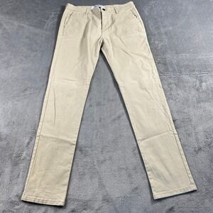 Topman Chino Pants Mens 34x34 Tan Stretch Skinny Button Fly Khaki Trousers